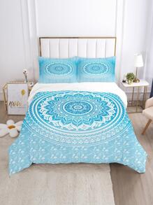 曼陀羅圖案被套套裝，1入組被套和2入組枕套，不含枕芯，現代纖維床上用品套裝，適用於臥室 - 彩色 - 查看 3