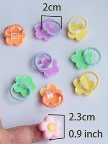 10pcs Flower Decor Hair Tie Cute Ponytail Holder Hair Elastic Hair Rope