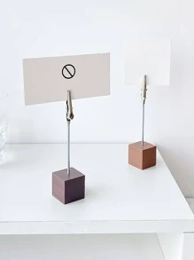 Retro Color Wood Memo Clip Table Wooden Display Stand Mini Holder For Notes Photo Card Desk Accessories - Black - View 7