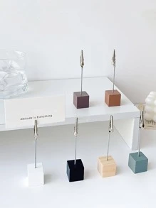 Retro Color Wood Memo Clip Table Wooden Display Stand Mini Holder For Notes Photo Card Desk Accessories - Black - View 3