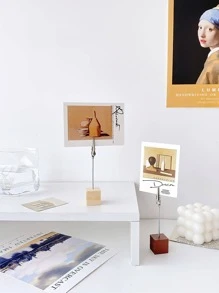 Retro Color Wood Memo Clip Table Wooden Display Stand Mini Holder For Notes Photo Card Desk Accessories - Black - View 9