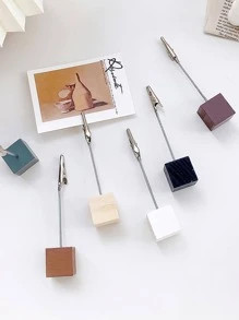 Retro Color Wood Memo Clip Table Wooden Display Stand Mini Holder For Notes Photo Card Desk Accessories - Black - View 2