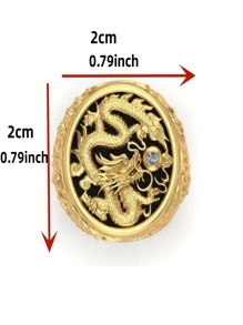 男士中國龍裝飾戒指鋅合金金色黃色 - 金色 - 查看 2