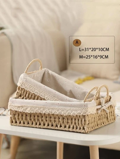 1pc Floral Pattern Desktop Storage Basket