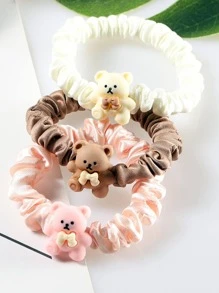 3pcs Bear Decor Scrunchie - Multicolor - View 1