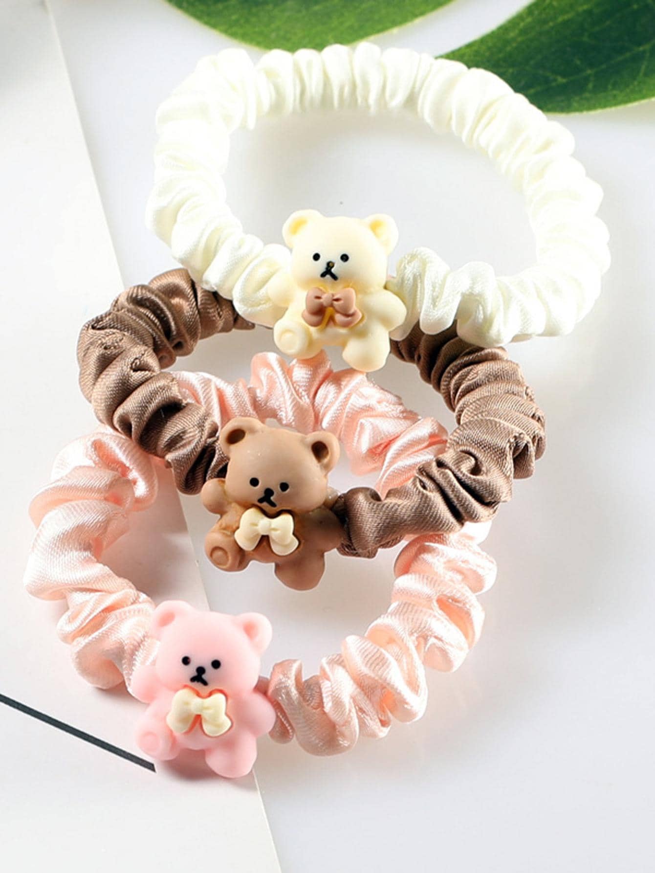 3pcs Bear Decor Scrunchie - Multicolor - View 1