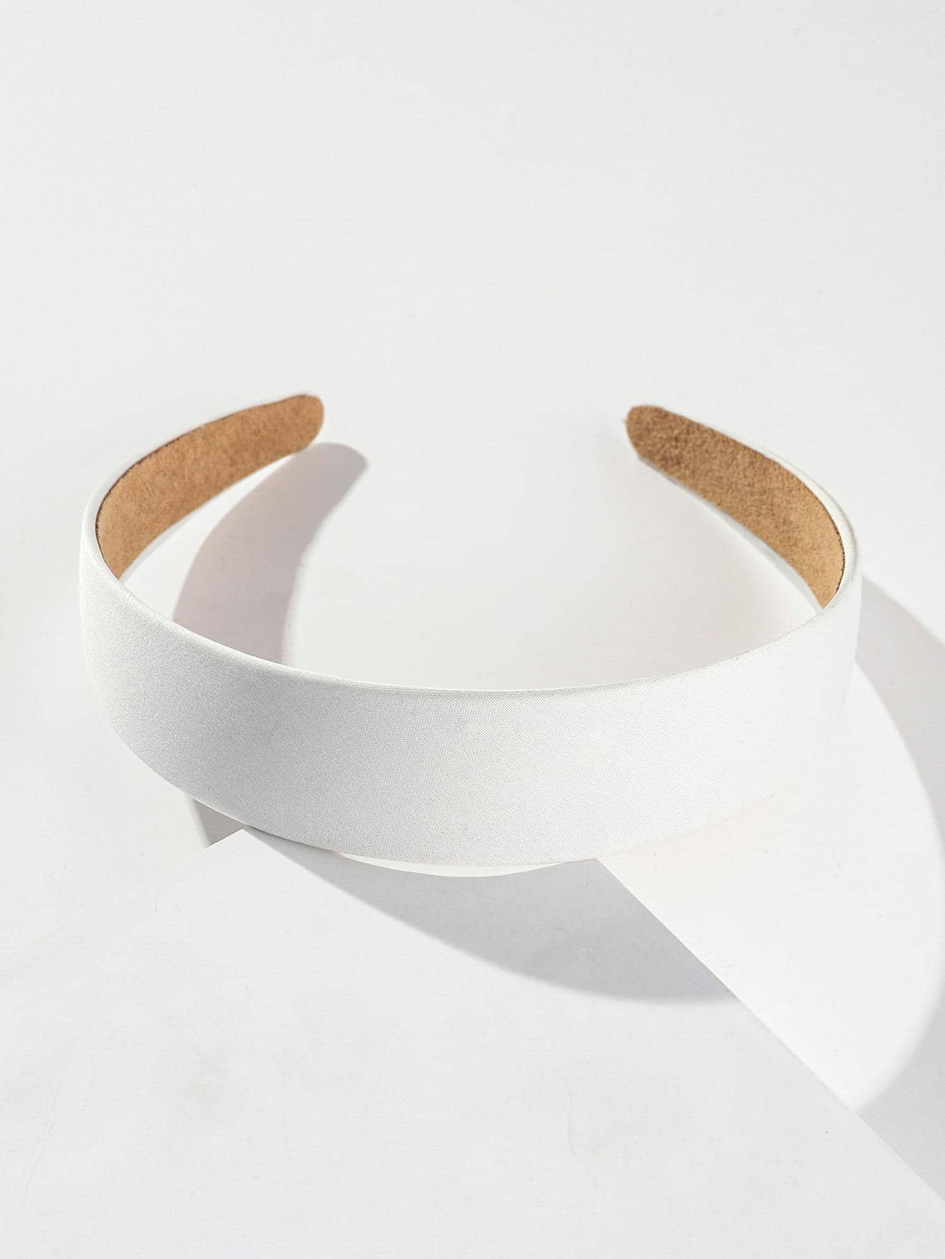 1pc 3cm Wide Pastel Colored Solid Acrylic Hair Hoop, Wrapped With Wide Cloth,Hairband,Hairband,Hair Hoop Headbands ,Makeup Headband Hair Accessories Head Accessories - White - View 3