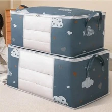 1pc Túi đựng chăn họa tiết hình trái tim và đám mây - Màu xanh hải quân - Xem 1
