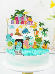 16 chiếc bánh topper trang trí hình khủng long hoạt hình - Nhiều màu - Xem 1