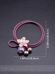 10 piezas Accesorios para el cabello con decoración de flores y cuentas, estilo bohemio para el Día de San Valentín - Coleteros, bandas elásticas, scrunchies, cuerda elástica para el cabello, accesorios para la cabeza - Multicolor - Ver 4