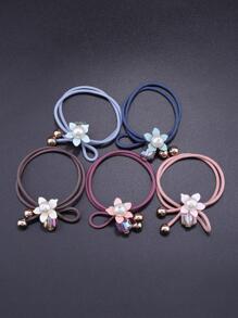 10 piezas Accesorios para el cabello con decoración de flores y cuentas, estilo bohemio para el Día de San Valentín - Coleteros, bandas elásticas, scrunchies, cuerda elástica para el cabello, accesorios para la cabeza - Multicolor - Ver 3