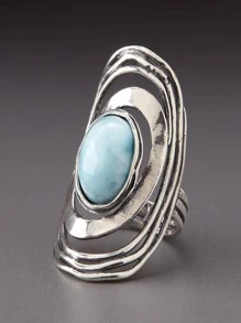 1pc Vintage Style Luxurious Blue Ring, Jewelry Accessory Gift For Women, Suitable For Banquet, Date, Party, Wedding, Engagement, Holiday - Baby Blue - View 1