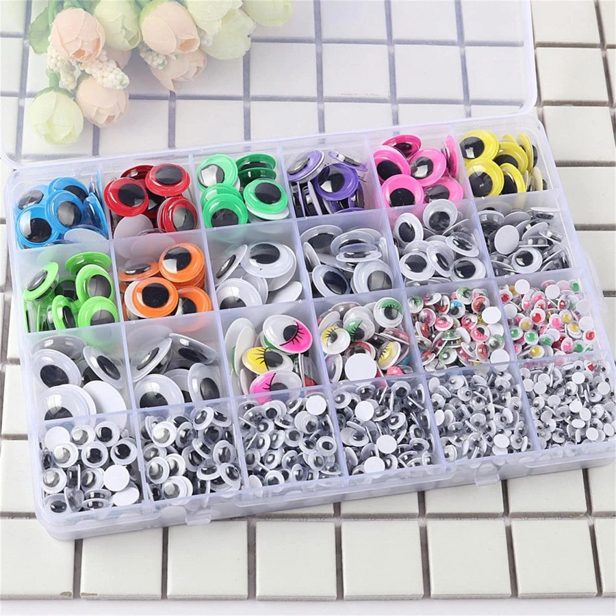 1680pcs Handmade Eye Stickers Set With Colored Adhesive For Diy Toy Making, Including Black And White Stickers - Multicolor - View 1