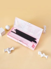 1入組卡通圖案筆袋 - 粉色 - 查看 2