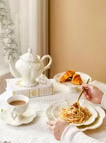 1 pièce ensemble théière et tasse en céramique à design de style de cour, vaisselle de maison pour le thé de l'après-midi, fournitures scolaires, cadeau de Noël