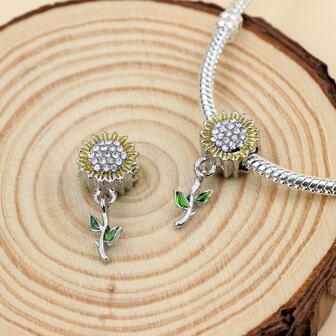 1入組時尚水鑽向日葵吊墜項鍊手環珠寶製作