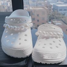 2 Dây Xích Giày Ngọc Trai Giả, Trang Trí Giày Thanh Lịch & Thời Trang Cho Dép Và Dép, Dây Xích Hoa Màu Trắng - trắng - Xem 1