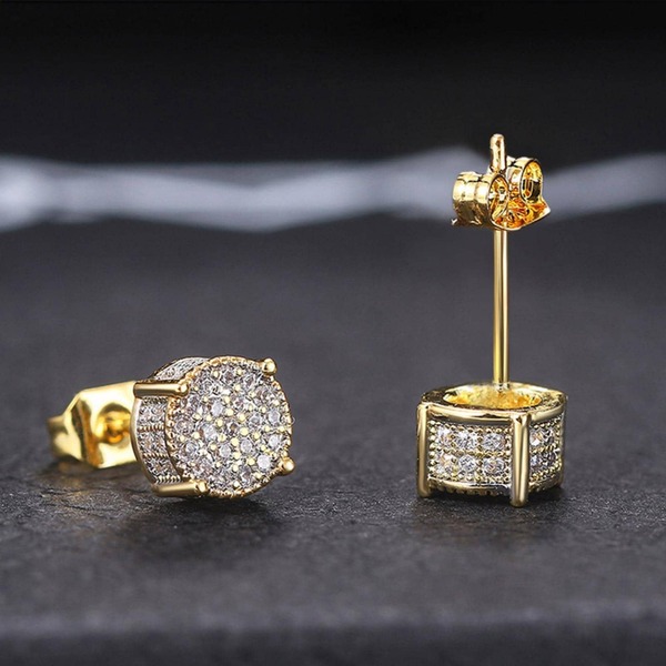 Men Rhinestone Decor Stud Earrings, For Jewelry Gift And Party