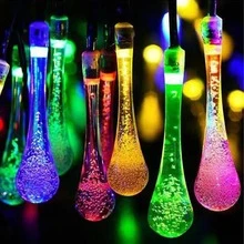1 件 PS 太阳能灯串，创意水滴设计户外太阳能灯串，适用于户外、小路、庭院、露台的户外花园照明 - 彩色 - 查看 2