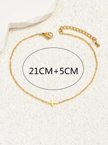 LIEBEIRIS Cross Decor Anklet - Yellow Gold - View 4