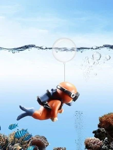 1 PC Thợ lặn Thiết kế Trang trí Thủ công, Vật trang trí bằng nhựa hiện đại cho bể cá - trái cam - Xem 5