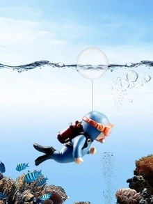 1 PC Thợ lặn Thiết kế Trang trí Thủ công, Vật trang trí bằng nhựa hiện đại cho bể cá - trái cam - Xem 4
