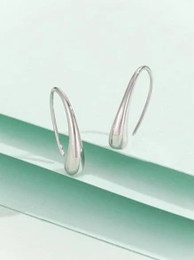 極簡圓耳環 - 銀色 - 查看 3