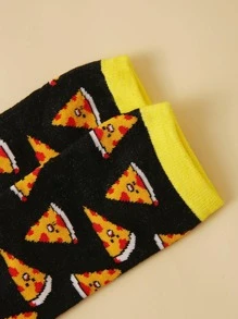 1 Pair / 2 Pairs Men's Breathable Sweat-Absorbent Comfortable Casual Pizza Mid-Calf Socks