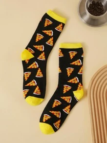 1 Pair / 2 Pairs Men's Breathable Sweat-Absorbent Comfortable Casual Pizza Mid-Calf Socks