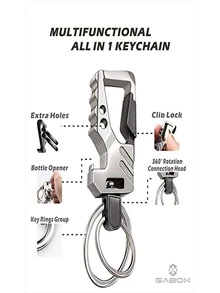 Móc khóa thiết kế dụng cụ mở chai tối giản cho nam - Bạc - Xem 3