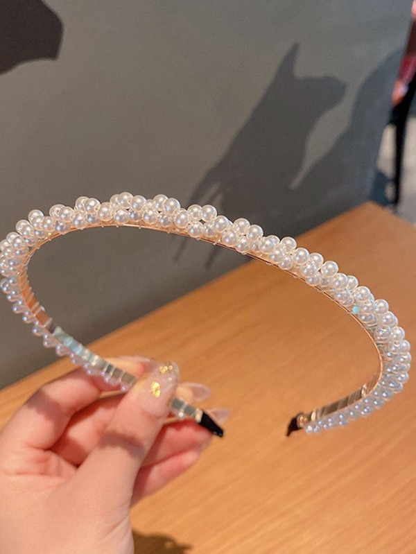 1PC Lady Pearl Fashion High-End Daily Hairband Heavy Industry Baroque Simple Fashion Elegant