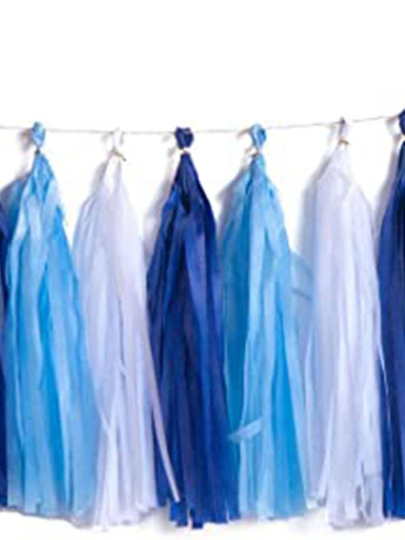 15入組（5入組x 3種顏色）紙質穗子派對DIY穗子組合，適用於婚禮背景布置，嬰兒派對，生日派對，洗禮或性別揭曉派對或節日派對的家居裝飾，氣球穗子。 - 藍色 - 查看 1