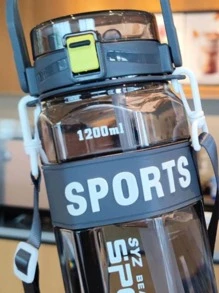 1入組字母圖案水瓶 - 黑色 - 查看 4