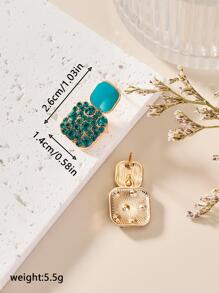 Rhinestone Decor Geometric Drop Earrings