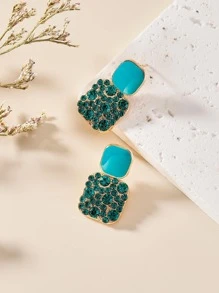 Rhinestone Decor Geometric Drop Earrings