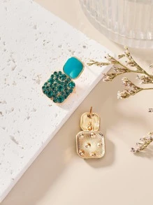 Rhinestone Decor Geometric Drop Earrings