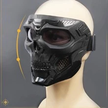 骷髅头防护面罩 户外骑行个性化防沙防尘面罩 万圣节装饰 男女通用 - 黑色 - 查看 3