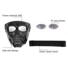 骷髅头防护面罩 户外骑行个性化防沙防尘面罩 万圣节装饰 男女通用 - 黑色 - 查看 7