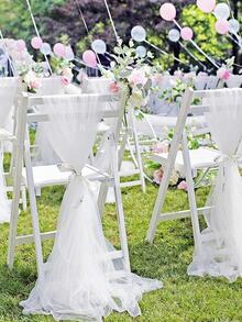 1入組素色背景極簡滌綸多功能歐根紗適合婚禮派對 - 白色 - 查看 4