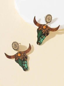 黃牛頭耳墜 - 彩色 - 查看 2