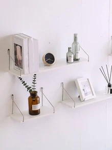 1 件木板十字隔断墙架，无需钻孔壁挂书架，客厅背景墙卧室装饰板秋季家居装饰房间装饰 - 白色 - 查看 2