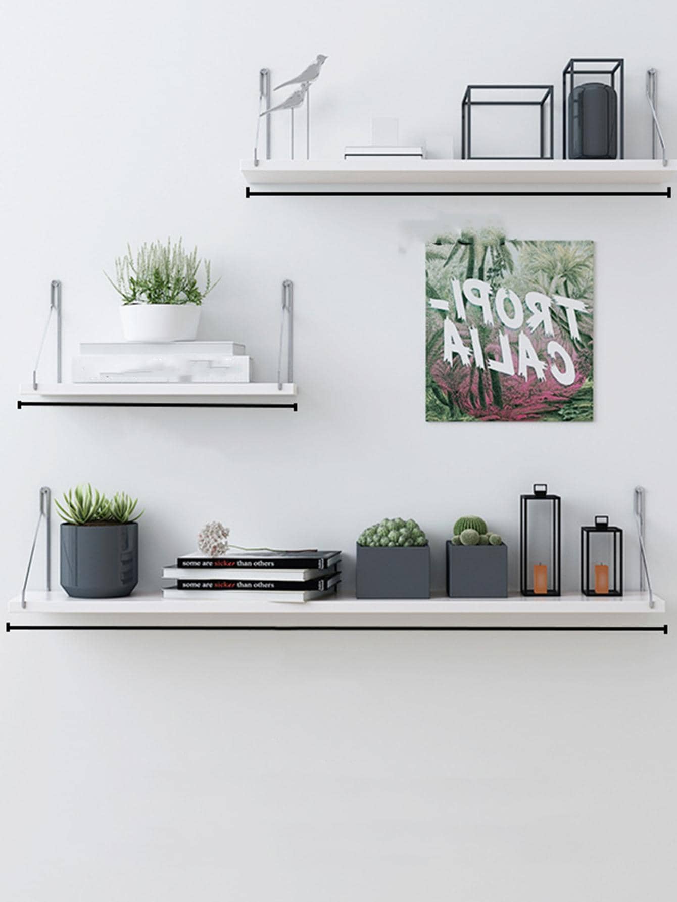 1 件木板十字隔断墙架，无需钻孔壁挂书架，客厅背景墙卧室装饰板秋季家居装饰房间装饰 - 白色 - 查看 1