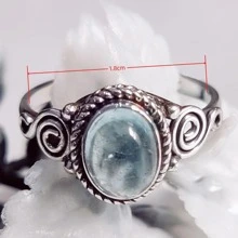 1 chiếc nhẫn trang trí hình bầu dục hợp kim kẽm cổ điển cho phụ nữ để trang trí hàng ngày - Màu Bạc Cổ - Xem 4