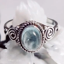 1 chiếc nhẫn trang trí hình bầu dục hợp kim kẽm cổ điển cho phụ nữ để trang trí hàng ngày - Màu Bạc Cổ - Xem 1