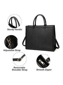 Laptop Tote Bag For Women,Laptop Bag 15.6 Inch Work Bag Briefcase Business Office Bag Computer Tote Bag Handbags Valentine'S Day - 黑色 - 查看 3