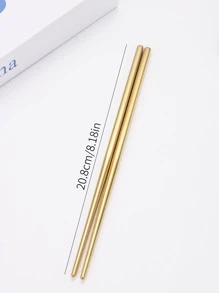 1/2/4 双不锈钢可重复使用筷子，易于使用和清洁，厨房，圣诞礼物 - 金色 - 查看 4