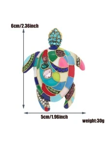 Broche de diseño de tortuga de decoración de diamantes de imitación de aleación de zinc Vintage para hombres y mujeres para decoración diaria, para regalo de joyería y fiesta - Multicolor - Ver 3