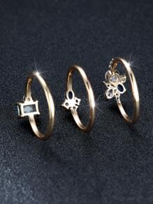 Nhẫn trang trí 3 khối Zirconia - Nhiều màu - Xem 4