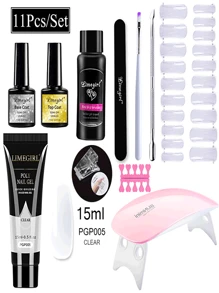 Gel x Nail Extension Kit - Short Square Nail Tips, Portable UV Lamp,Nail Glue,Gel Nail Art Set Beginners Easy DIY Gel x Kit Extensions Nail Art - Nhiều màu - Xem 1