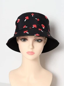 1pc Women's Versatile Cute Mushroom Design Sun Visor Bucket Hat